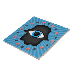 hamsa khamsa Eye in hand of the goddess Tile