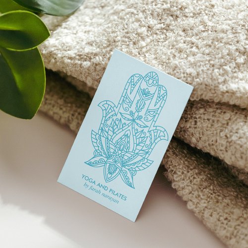 Hamsa  Light Blue Wellness massage yoga holistic Business Card