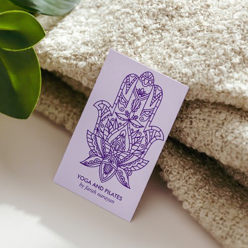 Hamsa  Purple Wellness spa massage yoga holistic Business Card