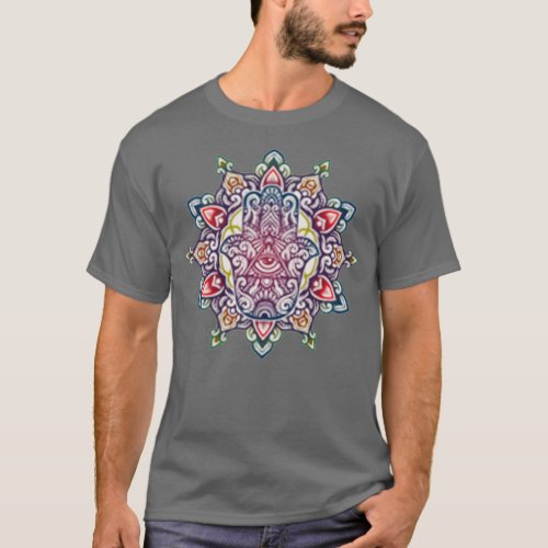 Hamsa Talisman Chakra Flower Combination T_Shirt