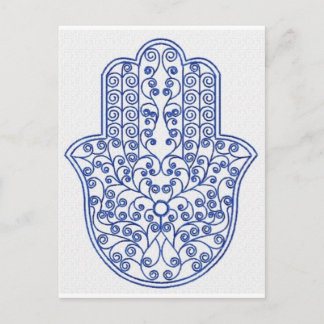 hamsa*tunis*morocco*henna*blue postcard
