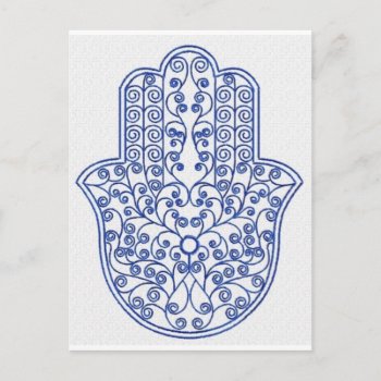 Hamsa*tunis*morocco*henna*blue Postcard by hennabyjessica at Zazzle