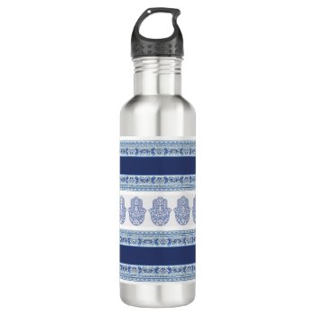Hamsa*tunis*morocco*henna*blue Stainless Steel Water Bottle by hennabyjessica at Zazzle