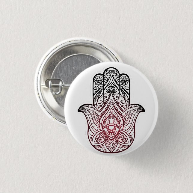 Hamsa with boho pattern  button (Front & Back)