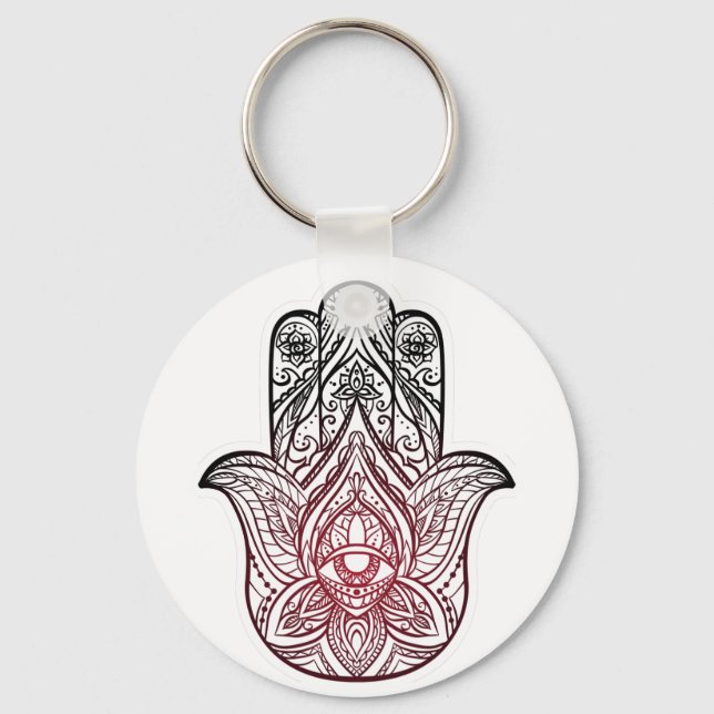 Hamsa with boho pattern   keychain (Front)