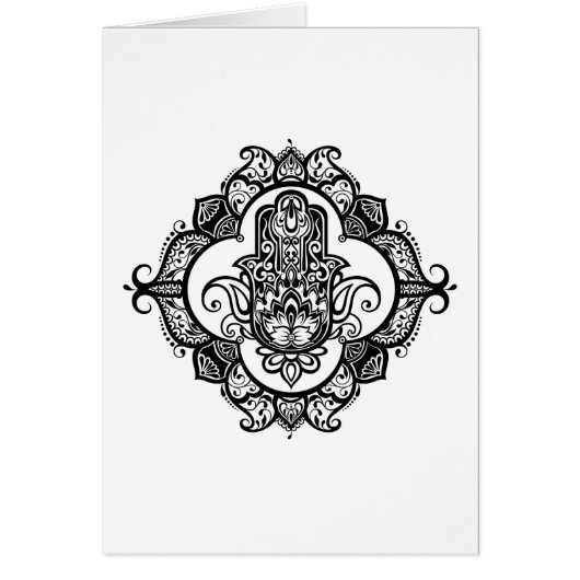 Hamsa With Ethnic Ornaments Doodle Cards (Front)