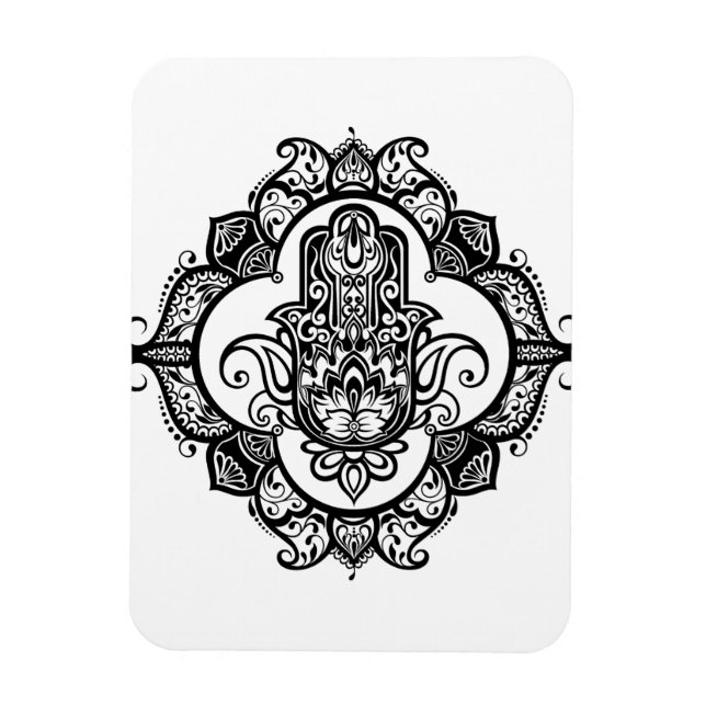 Hamsa With Ethnic Ornaments Doodle Magnet (Vertical)