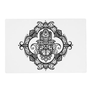 Hamsa With Ethnic Ornaments Doodle Placemat