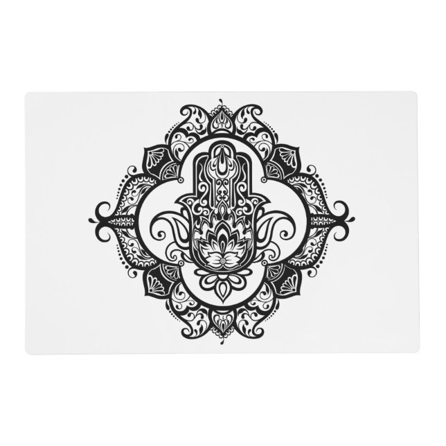 Hamsa With Ethnic Ornaments Doodle Placemat (Front)