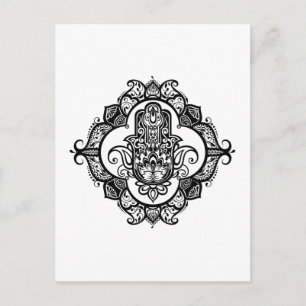 Hamsa With Ethnic Ornaments Doodle Postcard