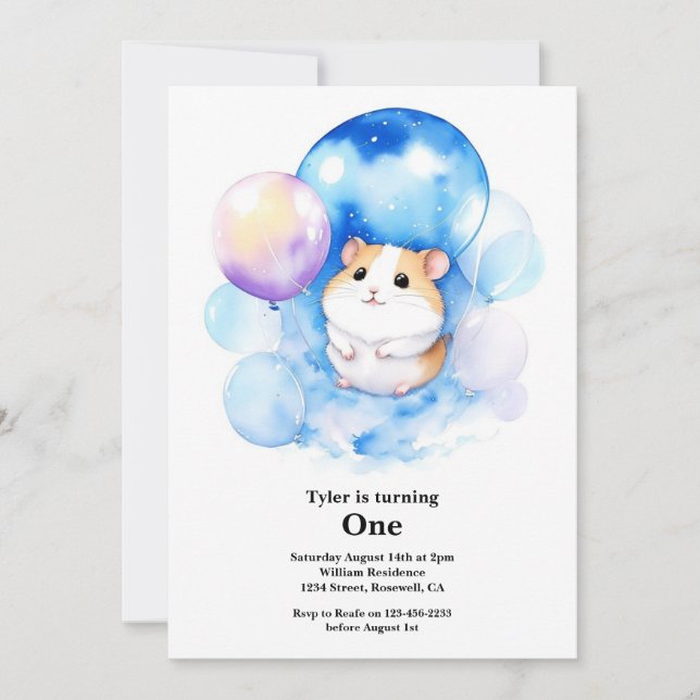 Hamster 1st Birthday Invitation (Front)