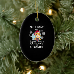 Hamster All I Want Christmas Is A Hamster Ceramic Ornament