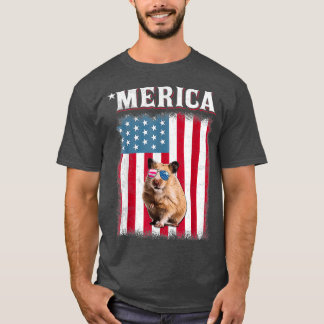 Hamster American Flag Funny Animal Lover 4th Of T-Shirt