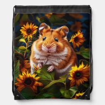 Hamster Among Sunflowers