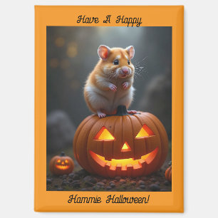 Hamster And Pumpkins Halloween Magnet