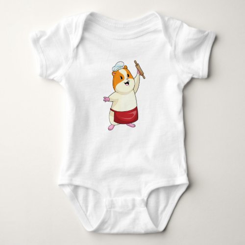 Hamster as Baker with Rolling pin Baby Bodysuit