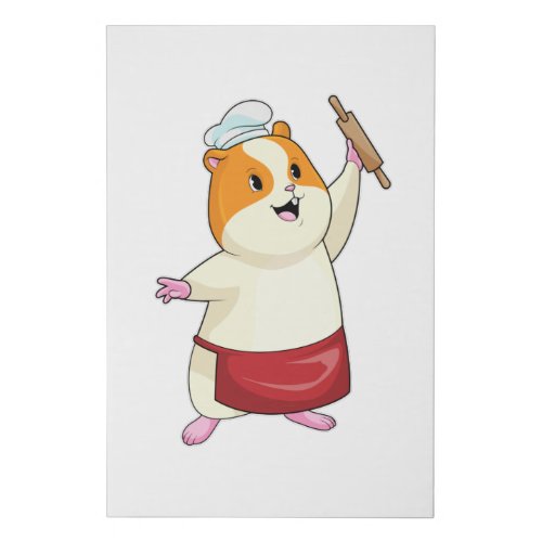Hamster as Baker with Rolling pin Faux Canvas Print