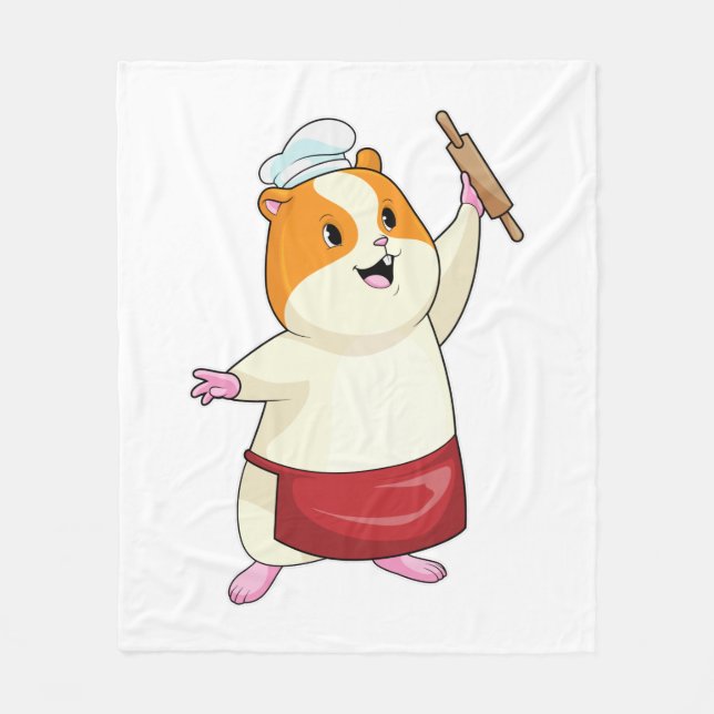 Hamster as Baker with Rolling pin Fleece Blanket (Front)