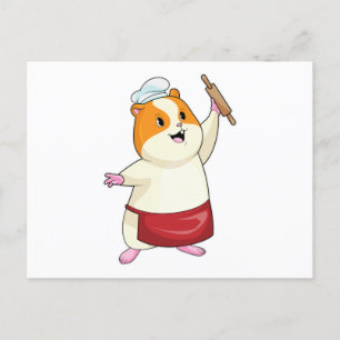 Hamster as Baker with Rolling pin Postcard