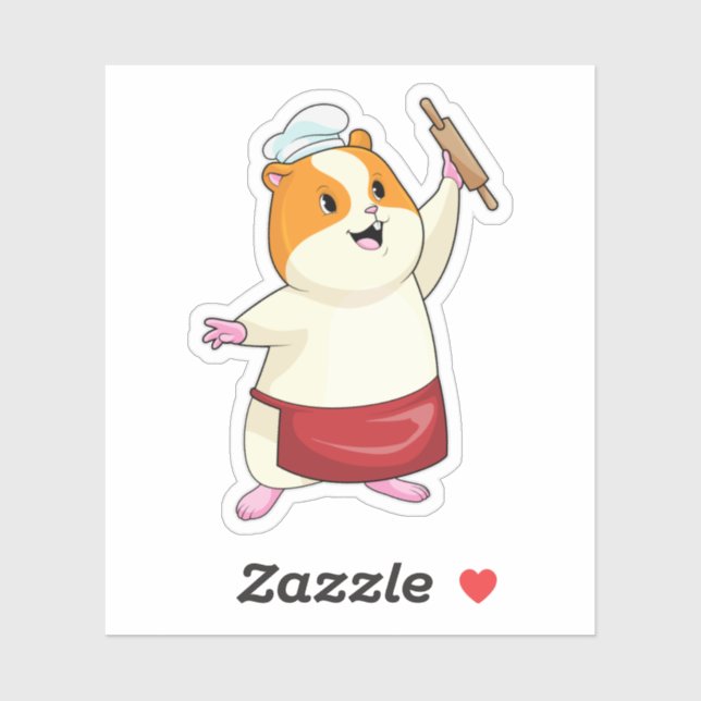 Hamster as Baker with Rolling pin Sticker (Sheet)