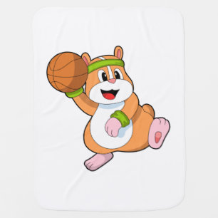 Hamster as Basketball player with Basketball Baby Blanket