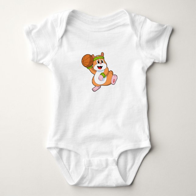 Hamster as Basketball player with Basketball Baby Bodysuit (Front)