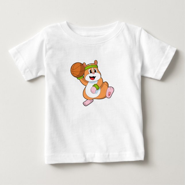 Hamster as Basketball player with Basketball Baby T-Shirt (Front)