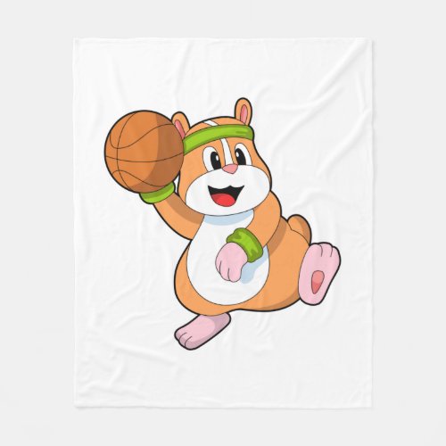 Hamster as Basketball player with Basketball Fleece Blanket