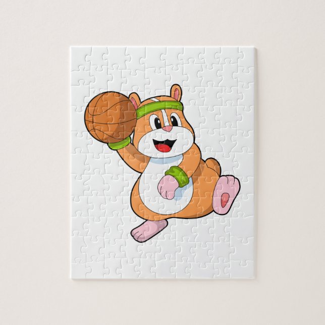 Hamster as Basketball player with Basketball Jigsaw Puzzle (Vertical)