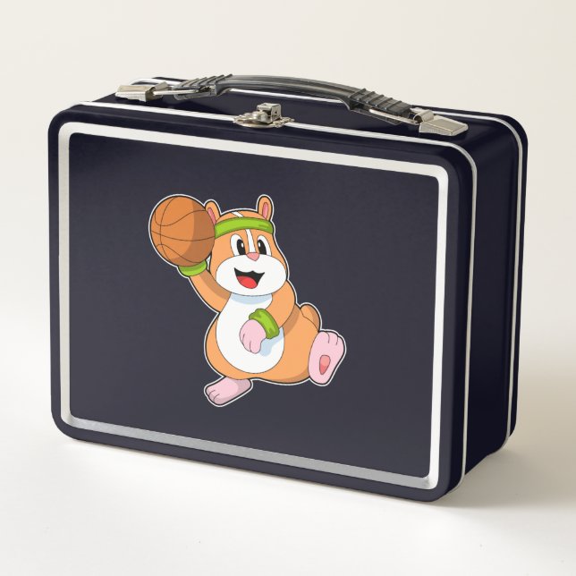 Hamster as Basketball player with Basketball Metal Lunch Box (Front)