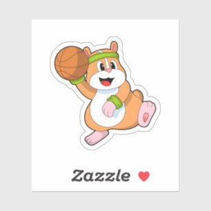 Hamster as Basketball player with Basketball Sticker