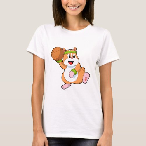 Hamster as Basketball player with Basketball T_Shirt