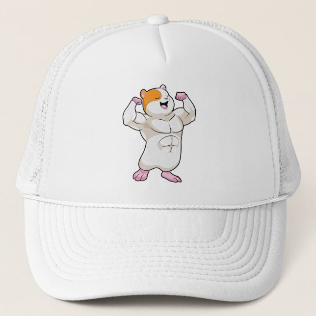Hamster as Bodybuilder with big Muscles Trucker Hat (Front)
