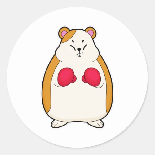 Hamster as Boxer with Boxing gloves Classic Round Sticker