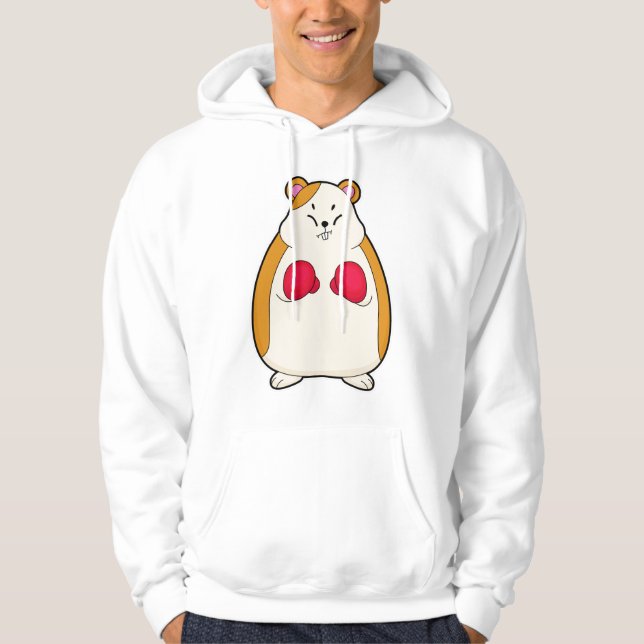Hamster as Boxer with Boxing gloves Hoodie (Front)