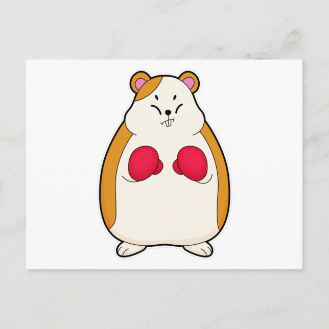 Hamster as Boxer with Boxing gloves Postcard (Front)