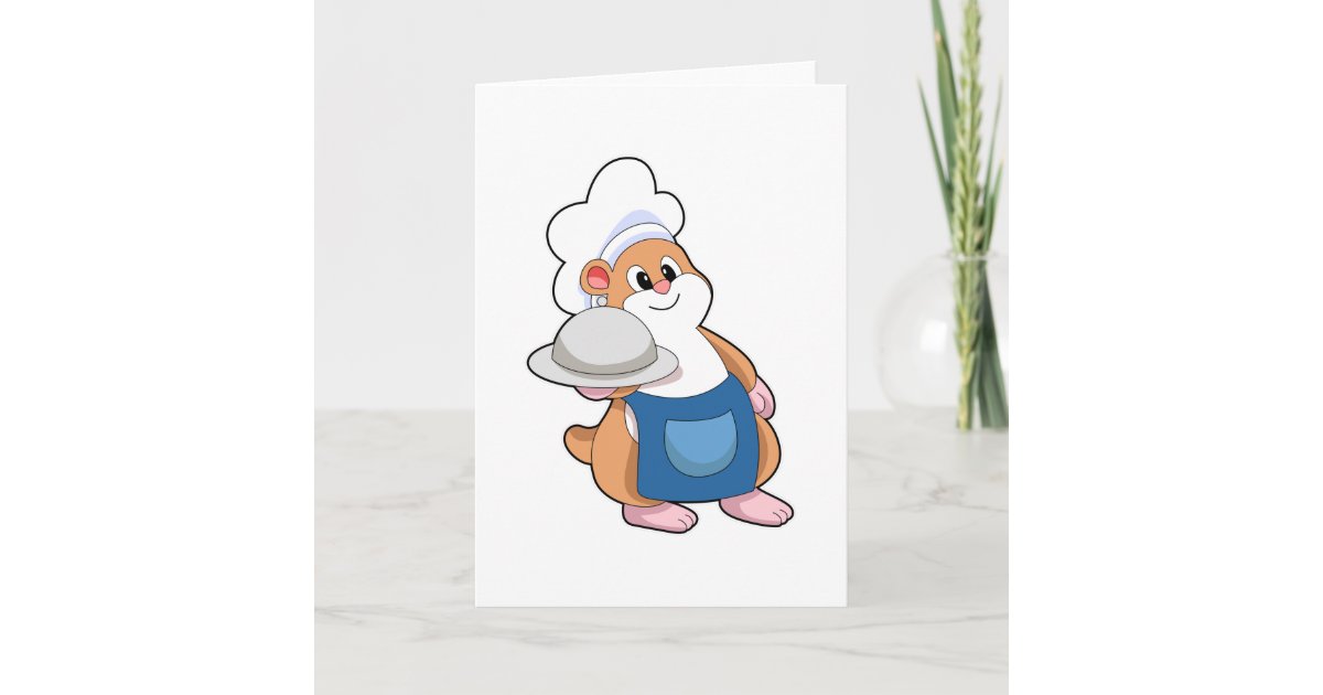 Hamster as Cook with Platter Card | Zazzle