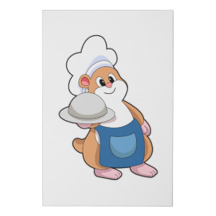 Hamster as Cook with Platter Faux Canvas Print