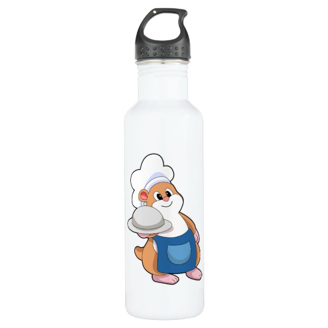 Hamster as Cook with Platter Stainless Steel Water Bottle (Front)
