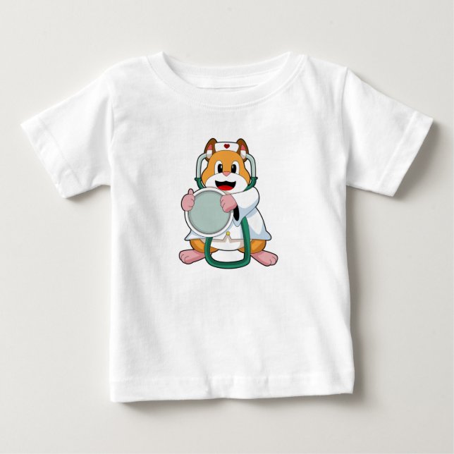 Hamster as Doctor with Stethoscope.PNG Baby T-Shirt (Front)
