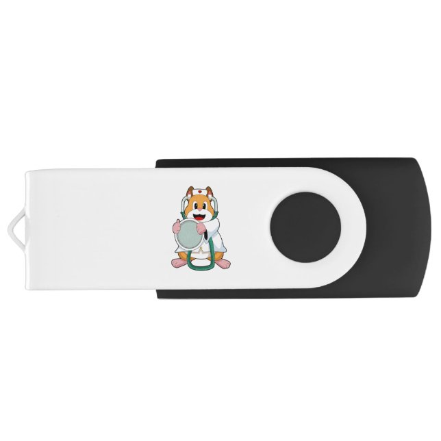 Hamster as Doctor with Stethoscope.PNG Flash Drive (Back)