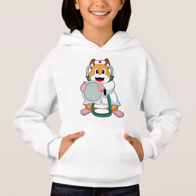 Hamster as Doctor with Stethoscope.PNG Hoodie (Front)