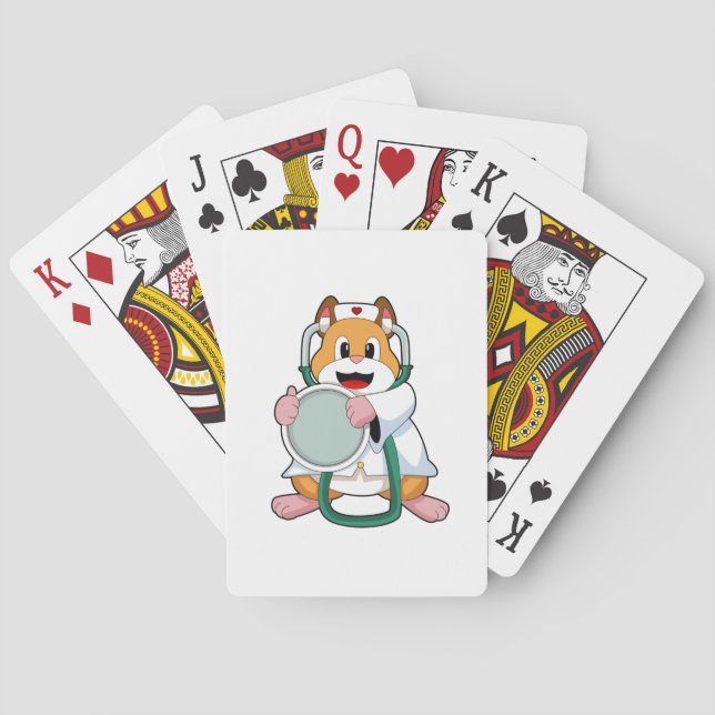 Hamster as Doctor with Stethoscope.PNG Poker Cards (Back)