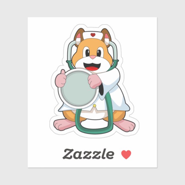 Hamster as Doctor with Stethoscope.PNG Sticker (Sheet)