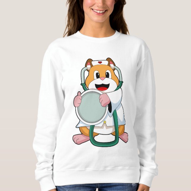 Hamster as Doctor with Stethoscope.PNG Sweatshirt (Front)