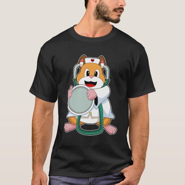 Hamster as Doctor with Stethoscope.PNG T-Shirt (Front)