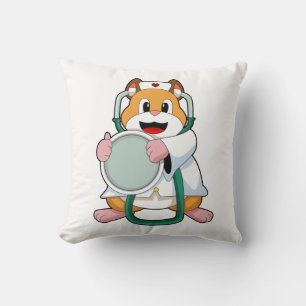 Hamster as Doctor with Stethoscope.PNG Throw Pillow