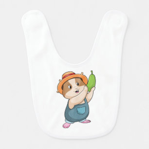 Hamster as Farmer with Zucchini Baby Bib
