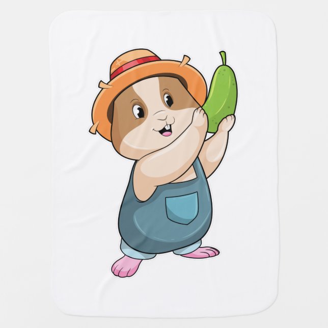 Hamster as Farmer with Zucchini Baby Blanket (Front)
