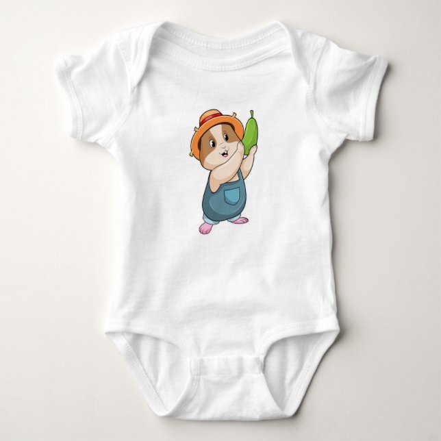 Hamster as Farmer with Zucchini Baby Bodysuit (Front)